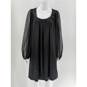 Anne Fontaine 100%‎ Silk Lorie Shift Dress Sheer Sleeves 40